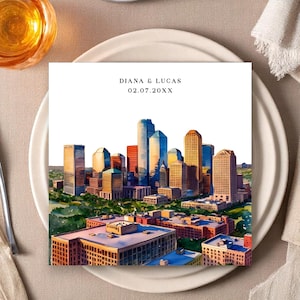 Invitación de boda con diseño de Houston (reserva la fecha) – RSVP e información editables – Descarga digital de Templett