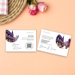 Tarjetas de reserva de fecha de Nueva Orleans – Tarjetas de invitación de boda en el Barrio Francés – Plantilla editable con RSVP – Descarga digital a través de Templett