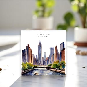 Plantilla de invitación de boda con diseño de Nueva York: reserva la fecha, RSVP e información editables, descarga digital de Templett