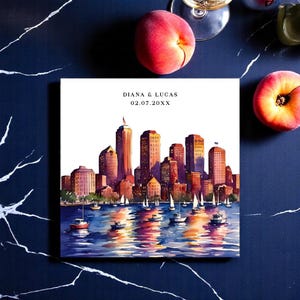 Invitación de boda con diseño de Boston (reserva la fecha) - RSVP y detalles editables - Descarga digital de Templett