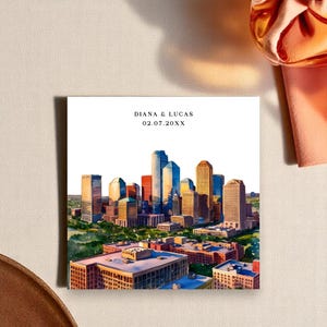 Invitación de boda con diseño de Houston (reserva la fecha) – RSVP e información editables – Descarga digital de Templett