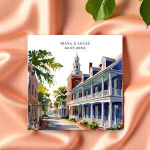 Plantilla de invitación para boda sureña con reserva de fecha en Charleston (RSVP y detalles editables) - Descarga digital de Templett