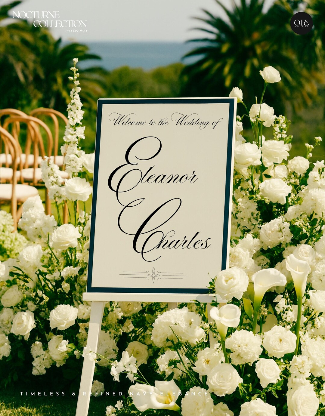 Old Money Navy Blue Wedding Welcome Sign, Elegant Reception Signage ...