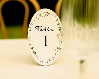 Wedding Table Numbers 1–20, Editable Oval Table Number Cards, Printable Wedding Reception Decor, Number Sign Template (Digital Download)