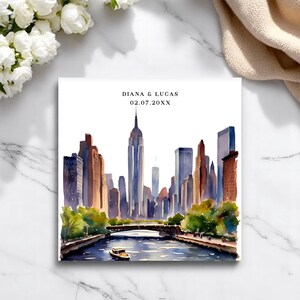 Plantilla de invitación de boda con diseño de Nueva York: reserva la fecha, RSVP e información editables, descarga digital de Templett