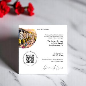 Invitación de boda "Reserva la fecha" de San Francisco - Damas Pintadas - RSVP y detalles editables - Descarga digital de Templett