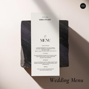 Plantilla de menú de boda editable, menú imprimible para cena de recepción, menú minimalista moderno, menú elegante (descarga digital)