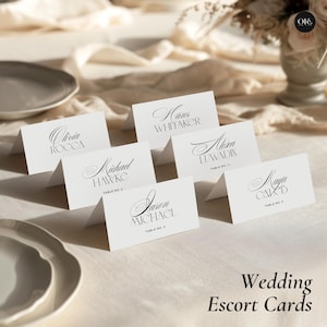 Wedding Editable Escort Cards Template, Old Money Elegant Place Cards, Printable Flat & Tent Fold Guest Tags, Digital Download