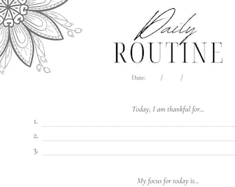 Mandala Daily Routine Journal PDF | Gratitude & Focus Planner | Mindfulness and Personal Growth | Printable Template