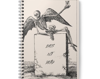 Emo Skelett Drahtgebundenes A5 Notizbuch, Gothic Journal, Planer
