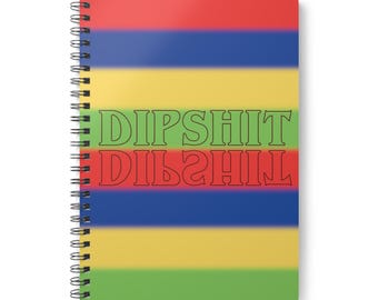 Bold Retro Stripes DIPSHIT Derek Notizbuch, Wirobound Softcover A5