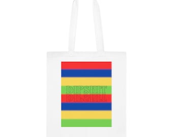 Retro Regenbogen Streifen Dipshit Derek Tote Baumwolltasche fremde Dinge inspiriert