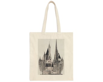 Architectural Town Cotton Canvas Tote Bag
