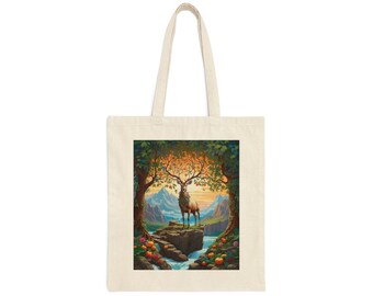 Autumn Stag Cotton Canvas Tote Bag