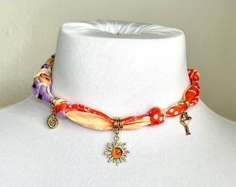 Sunset Summer Bandana Charm Necklace
