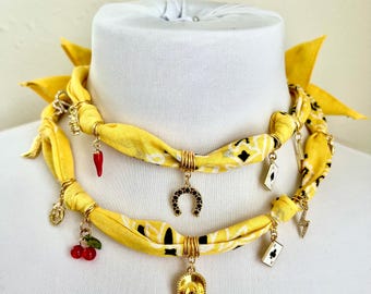 Cherry Rodeo Bandana Charm Necklaces