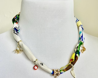 Italian Summer Bandana Charm Necklace