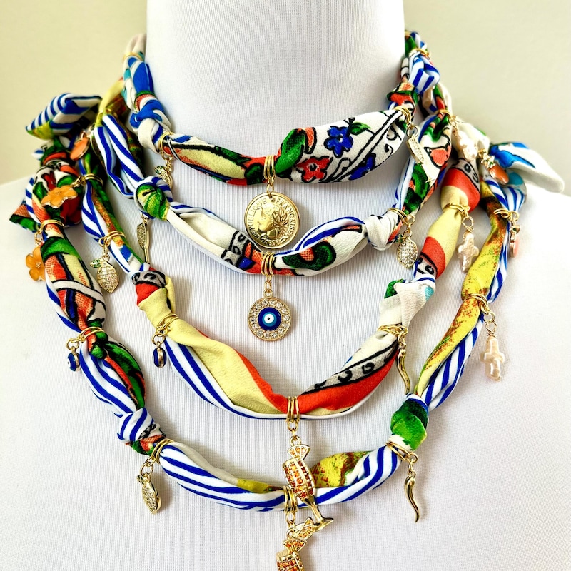 Bandana Charm Necklace - Etsy