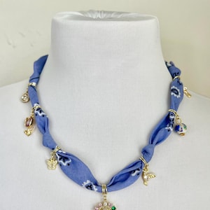 Lucky Girl Bandana Charm Necklace 18”L +2” Ext.