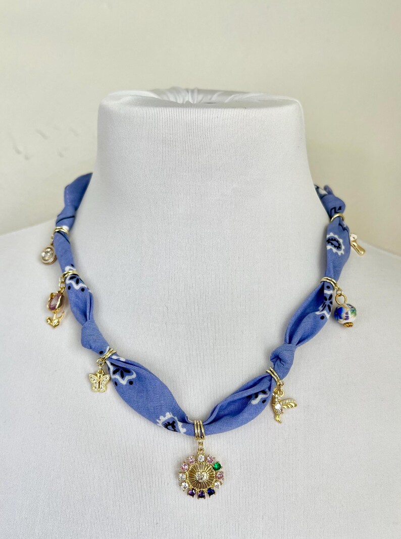 Lucky Girl Bandana Charm Necklace 18”L +2” Ext.