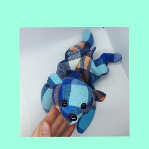 Handmade Weighted Teddy Bear - Floppy Bear Plush for Birthday - Sensory Comfort Toy - Eco Friendly Recycled Gift - Upcycled Flannel Shirt