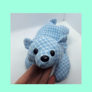 Weighted Floppy Bear Plush - Bear Stuffed Animal - Cute Teddy Bear Stuffie for Elementary Kids - Beanie Bear Plushie Light Blue