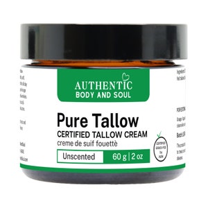 Pure Tallow 1 Ingredient Certified Organic Grass Fed All Purpose Tallow Face Cream, Single Ingredient