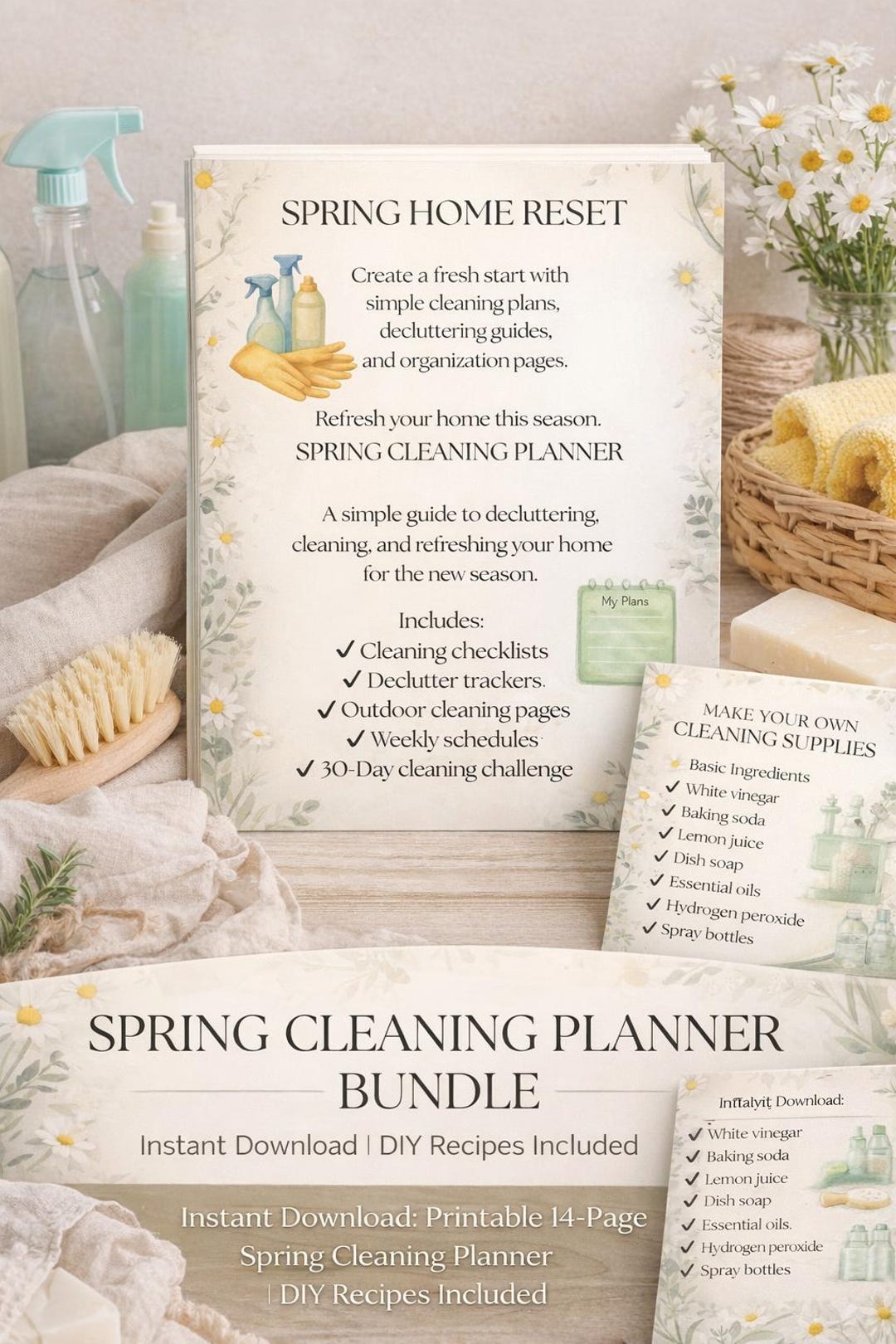 Spring Cleaning Planner Printable | Cleaning Checklist Bundle | Home ...