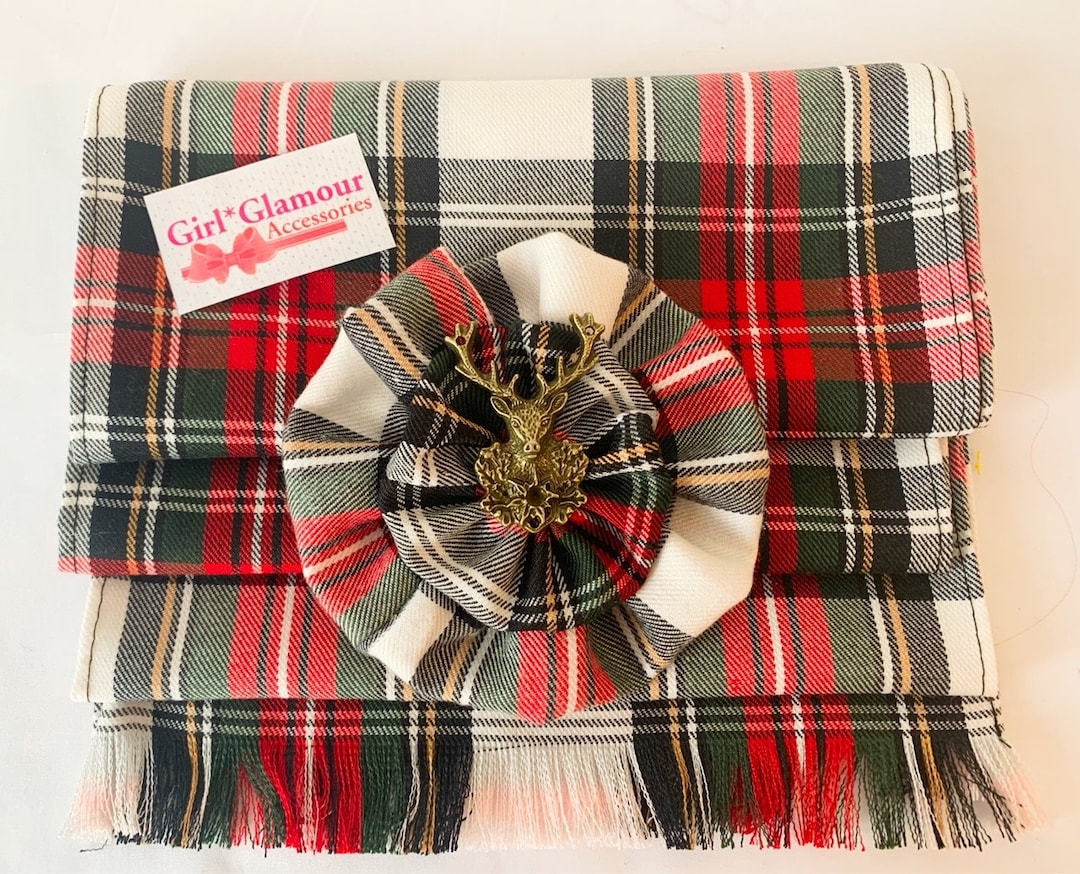 Scottish Celtic Modern Dress Red Tartan Sash Rosette Burns Night ...