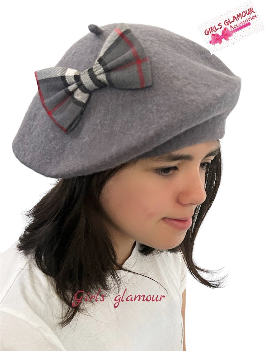Scottish Celtic Thomson Grey Tartan Grey Beret Hat French Plaid Sash ...