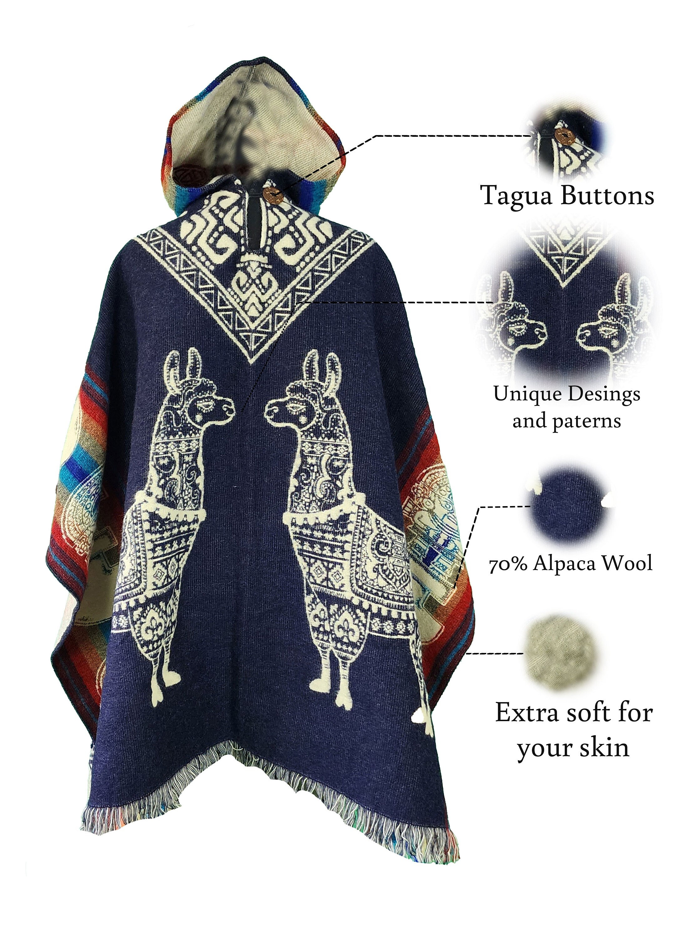 【MAISON MINED】22FW★ HANDMADE BUTTON ALPACA WARMER Lightweight Baby Alpaca Wool Hooded Unisex Poncho Pullover