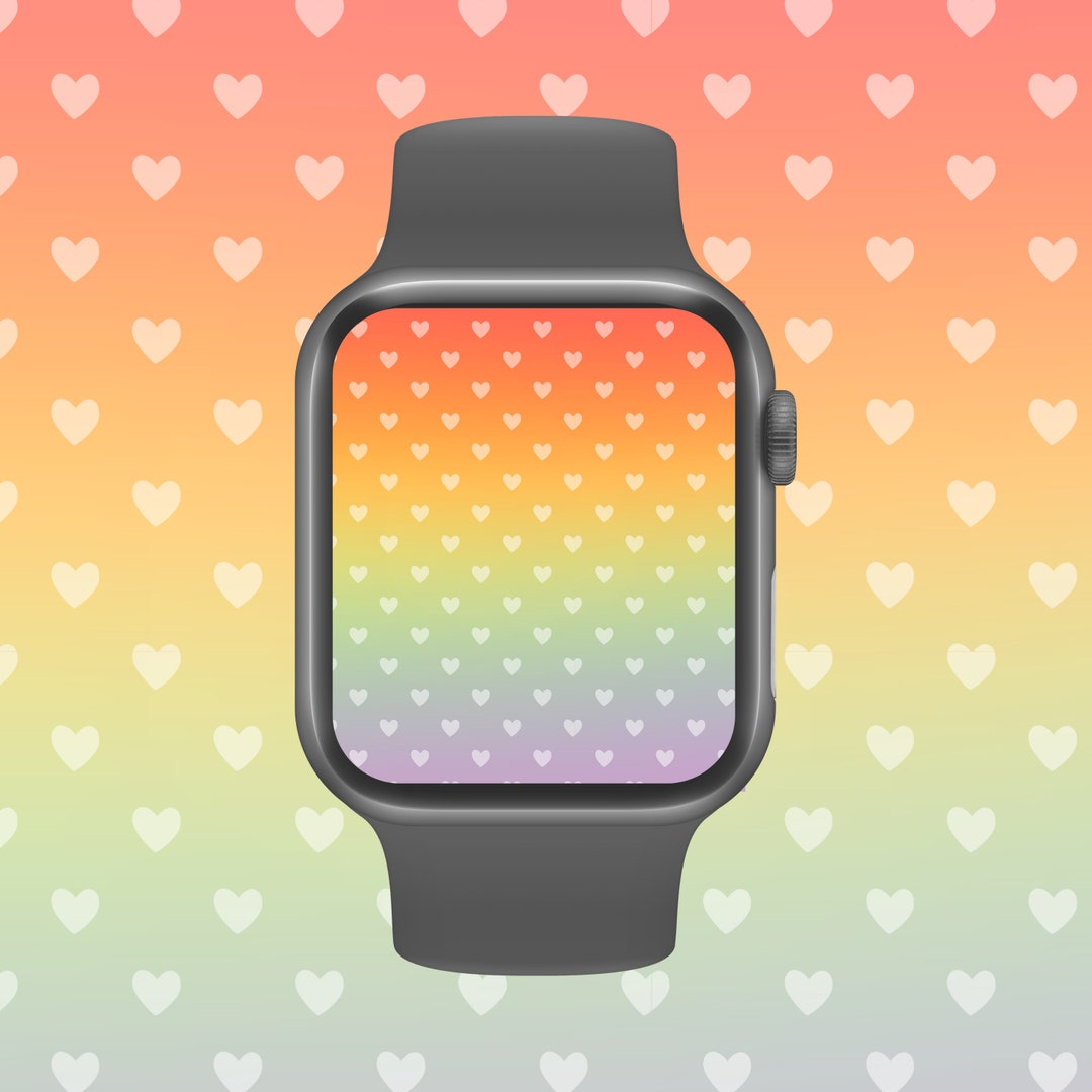 Apple Watch Face Hearts Watch Wallpaper Colorful White Background Apple Watch Face Rainbow Apple