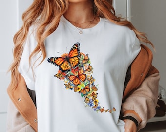 Monarch Butterfly Shirt Orange Butterfly Apparel Cottagecore T-Shirt Monarch Butterfly Tee Shirt Butterfly Lover Gift for Mom Gift for Her