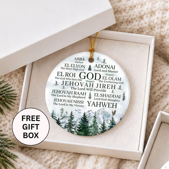 Names of God Ornament, Jehovah Yahweh Christian Ornament, Godly Gift for Pastor, Baptism Keepsake, Christianity Faith Based Gift
