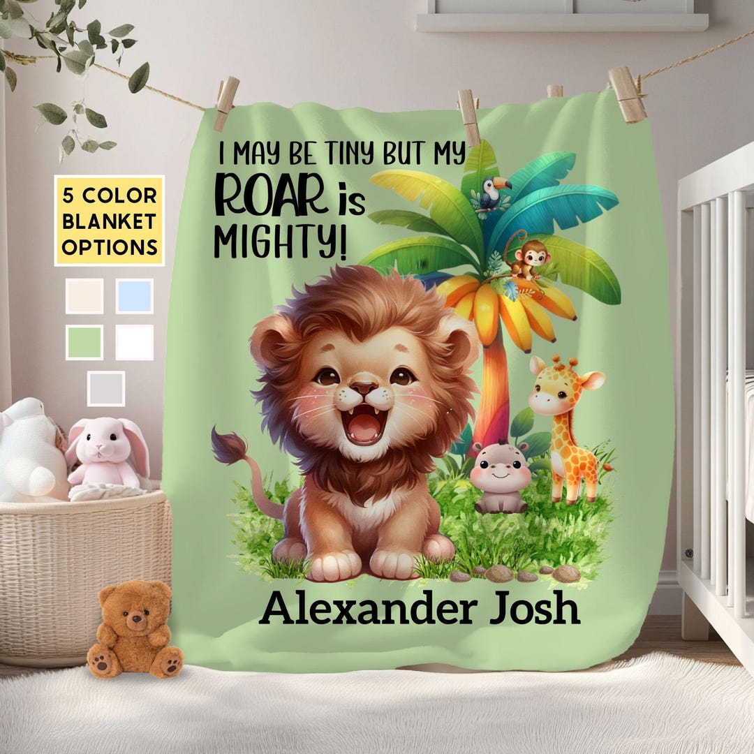 Lion Baby Blanket Boy Personalized Safari Blanket Custom Newborn ...