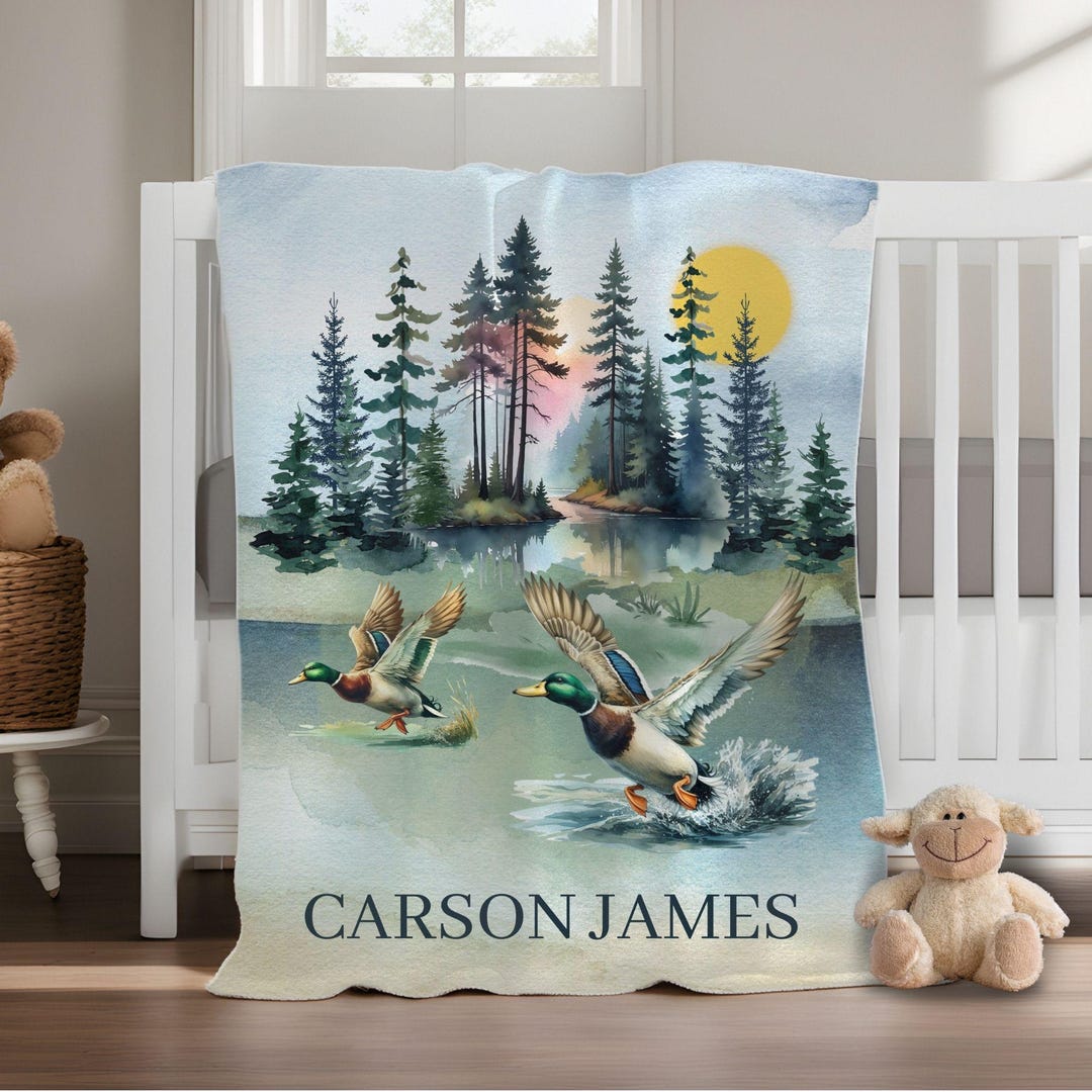 Mallard Duck Baby Blanket Personalized Newborn Blanket Boy Nursery ...