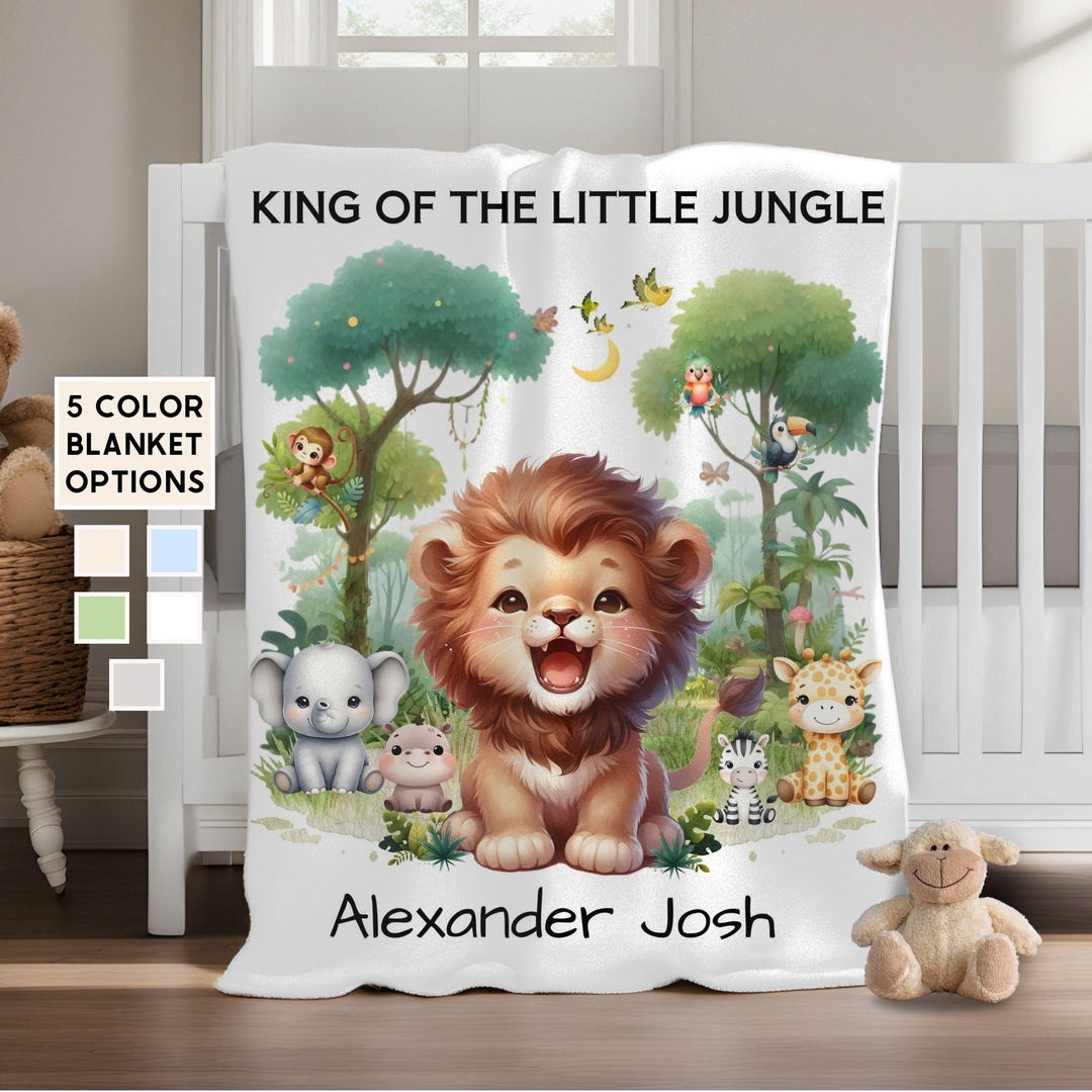 Lion Baby Blanket Jungle Personalized Blanket for Boy Baby Blanket ...