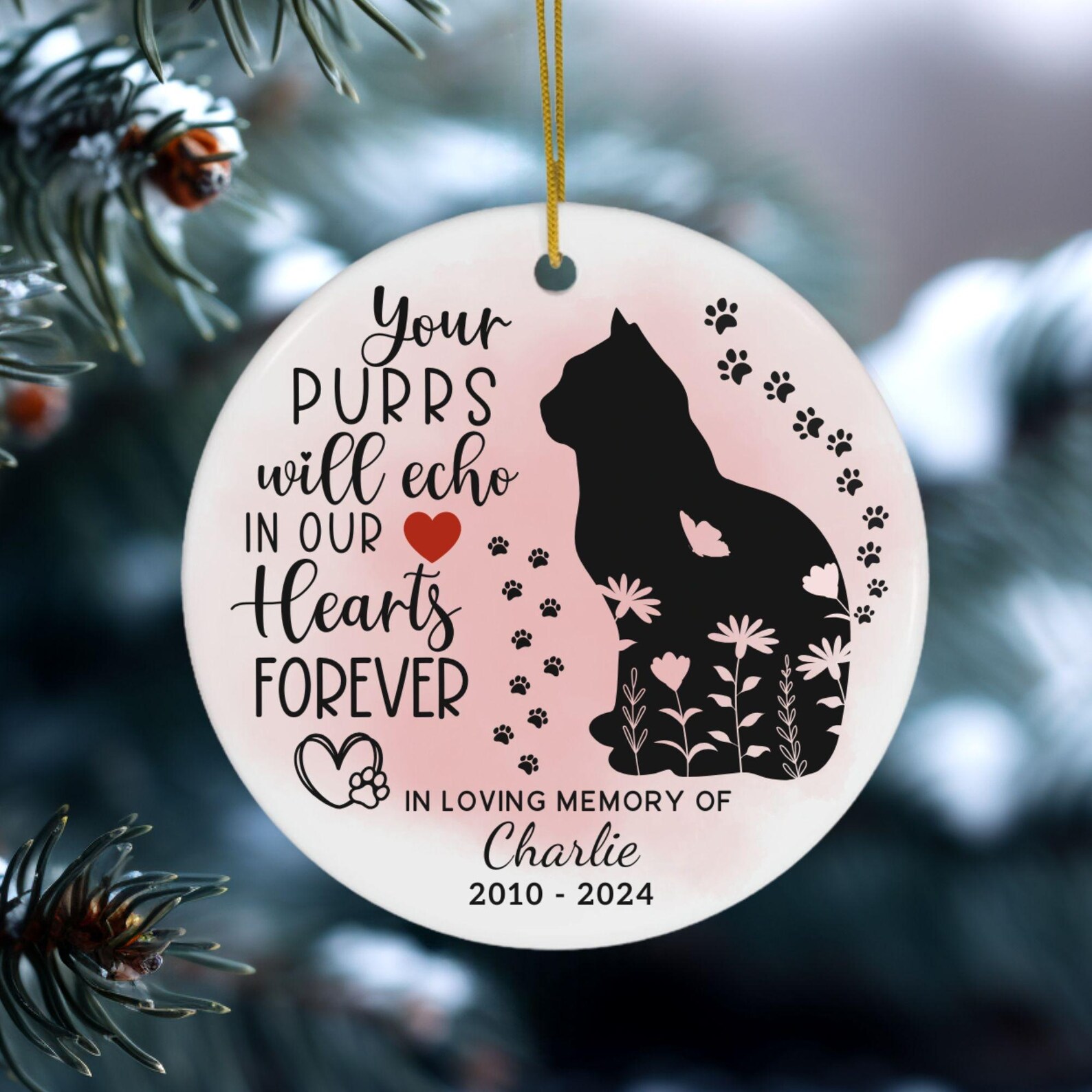 Personalized Cat Memorial Ornament Pet Loss Gift Custom Remembrance Cat ...