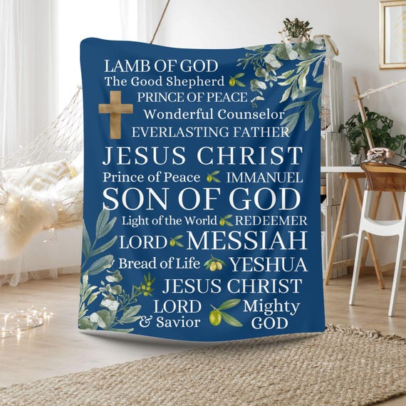 Names of Jesus Blanket Christianity Gift for Christian Blanket Jesus Christ Gift for Him, Names of God, Baptism Gift for Her, Pastor Gift