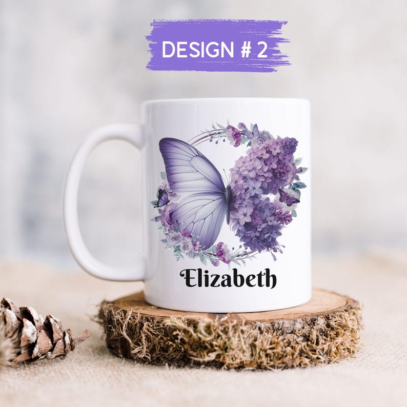 Custom Name Mug Personalized Butterfly Floral Coffee Mug With Name Gift
