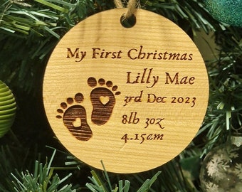 Baby's First Christmas Personalised Bauble, Hanging Decoration, Keepsake