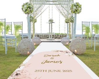 Pink Boho Personalised Wedding Aisle Runner