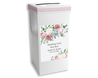 Personalised Dusky Pink Roses Wedding Post Box