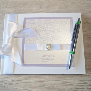Felicity Personalised Wedding Guest Book Available In Pink, Purple & Cream, Bespoke Guest Books for All Occasions, Hand Finished Guest Books