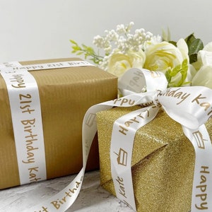 Personalised Satin Ribbon, Gift Wrapping, Birthdays, Weddings, Anniversary, Customised Ribbon, 25mm Satin Ribbon, Corporate Branding Ribbon. image 4