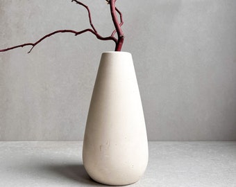 Minimalist Concrete Vase, Nordic Flower Vase, Simple Vase, Modern Vase Decor, Dried Flower Container, Cement Art Vase, Decorative Bud Vase