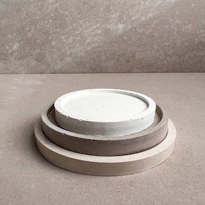 Round Concrete Tray, Plant Tray, Jewelry Holder, Ring Holder, Cement Dish, Minimalist decor, Modern Tray, Drainage Tray, Concrete Coaster