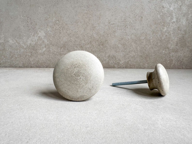 Round Drawer Pull, Concrete Drawer Knob, Cabinet Handle Hardware, Decorative Sphere Peg, Cement Dresser Handle, Minimalist Stone Knob image 9