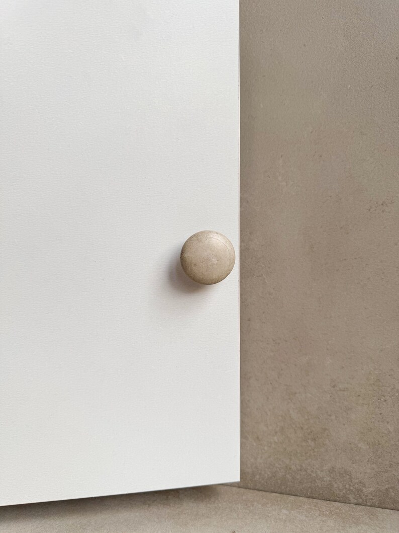 Round Drawer Pull, Concrete Drawer Knob, Cabinet Handle Hardware, Decorative Sphere Peg, Cement Dresser Handle, Minimalist Stone Knob image 3