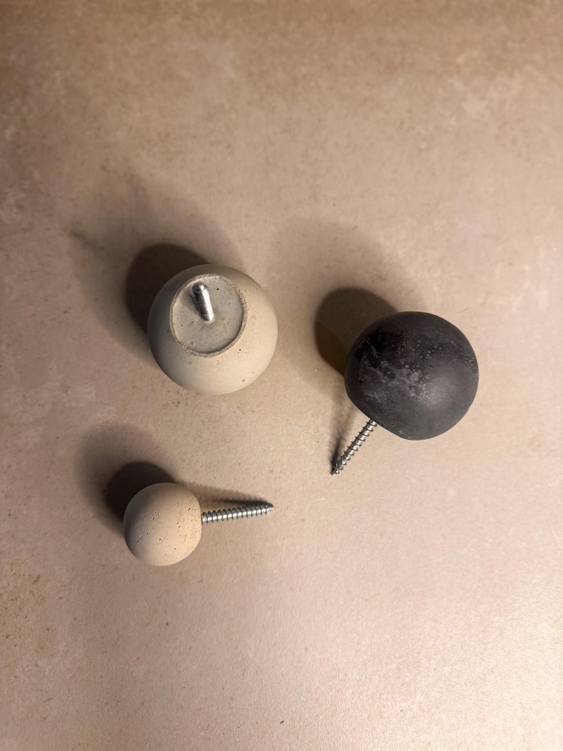 Round Cement Hook, Sphere Knob, Hat Hook, Modern Hook, Decorative Peg, Entryway Coat Hook, Wall Storage, Ball Hanger, Natural image 17